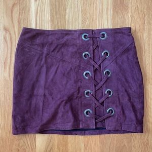 Maroon/Purple PARKER sz4 leather skirt!
